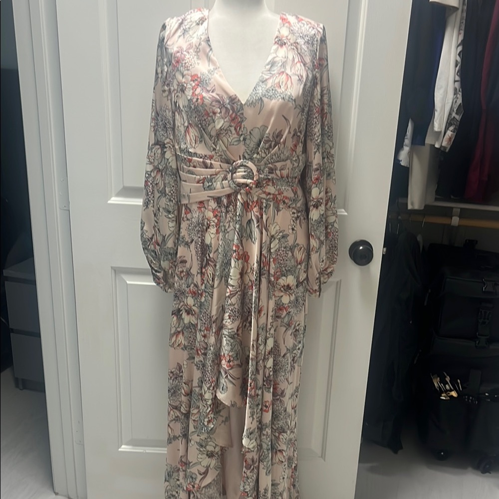 Floral Wrap Maxi Dress with Belt